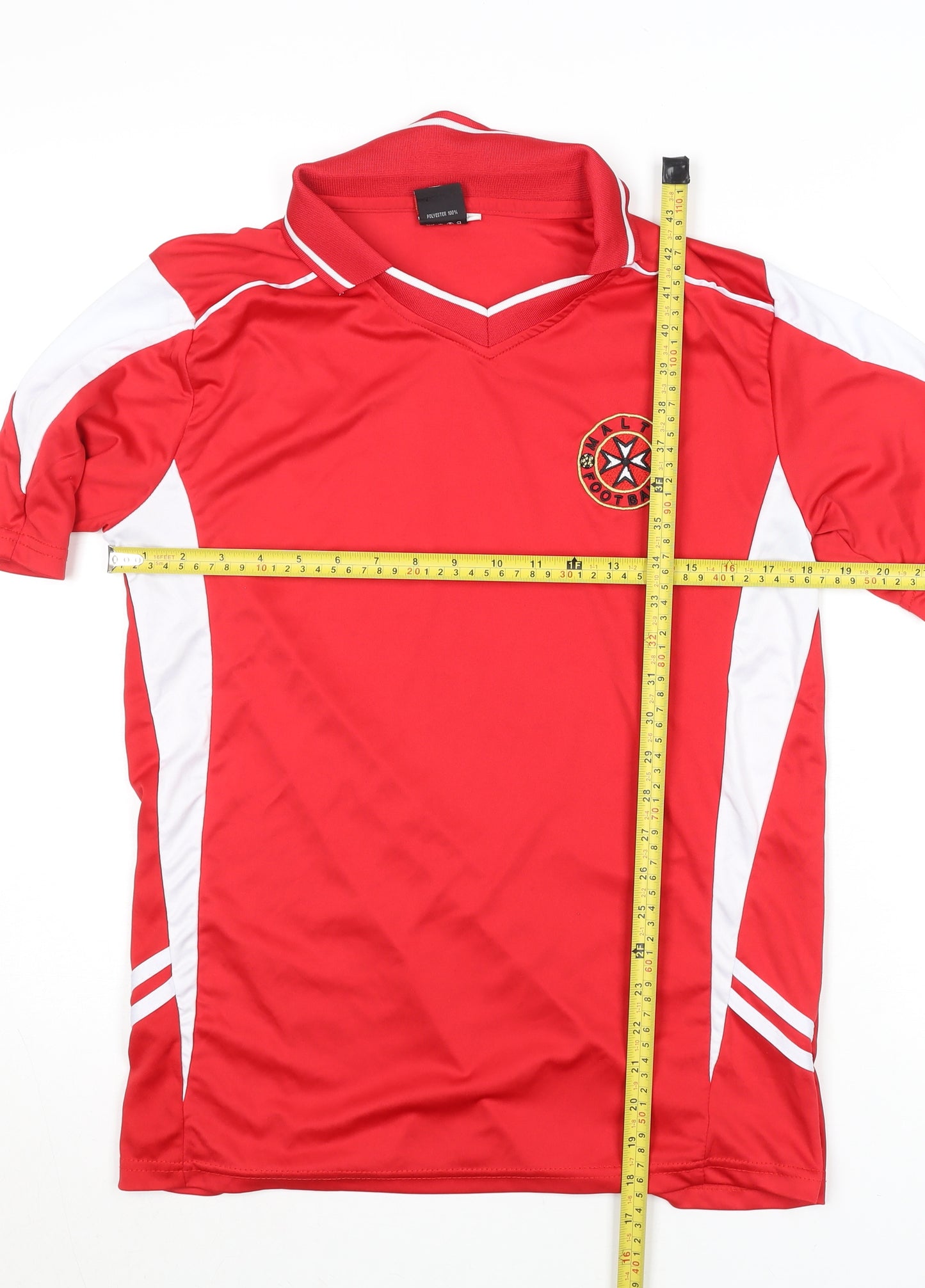 Men’s Red Football Polo Shirt Short Sleeve 100% Polyester L