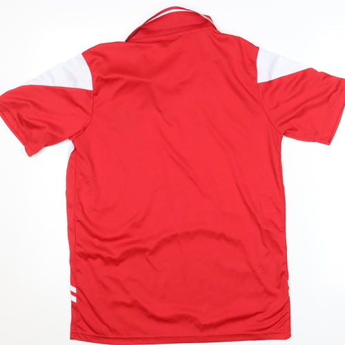 Men’s Red Football Polo Shirt Short Sleeve 100% Polyester L