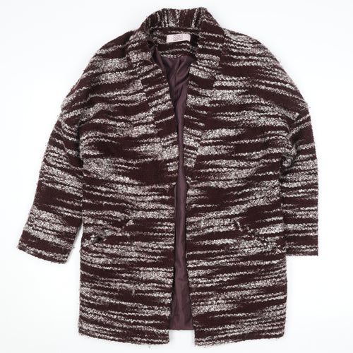 Covent Garden Women’s Brown Striped Knit Mid-Length Coatigan M