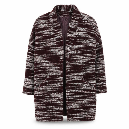 Covent Garden Women’s Brown Striped Knit Mid-Length Coatigan M