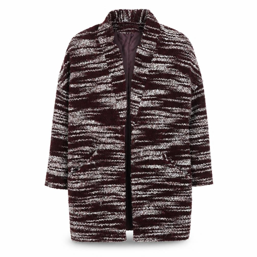 Covent Garden Women’s Brown Striped Knit Mid-Length Coatigan M