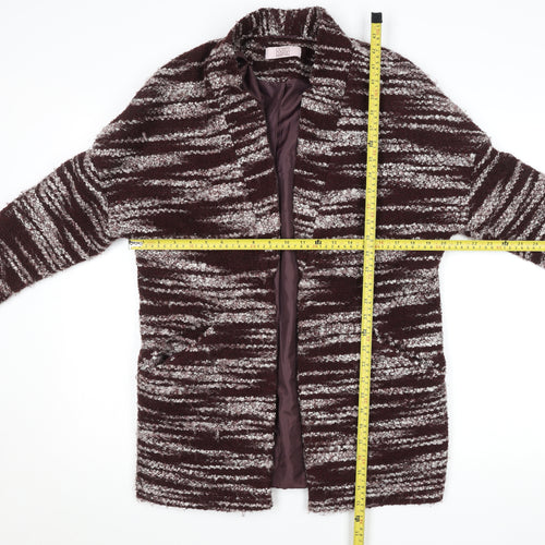 Covent Garden Women’s Brown Striped Knit Mid-Length Coatigan M