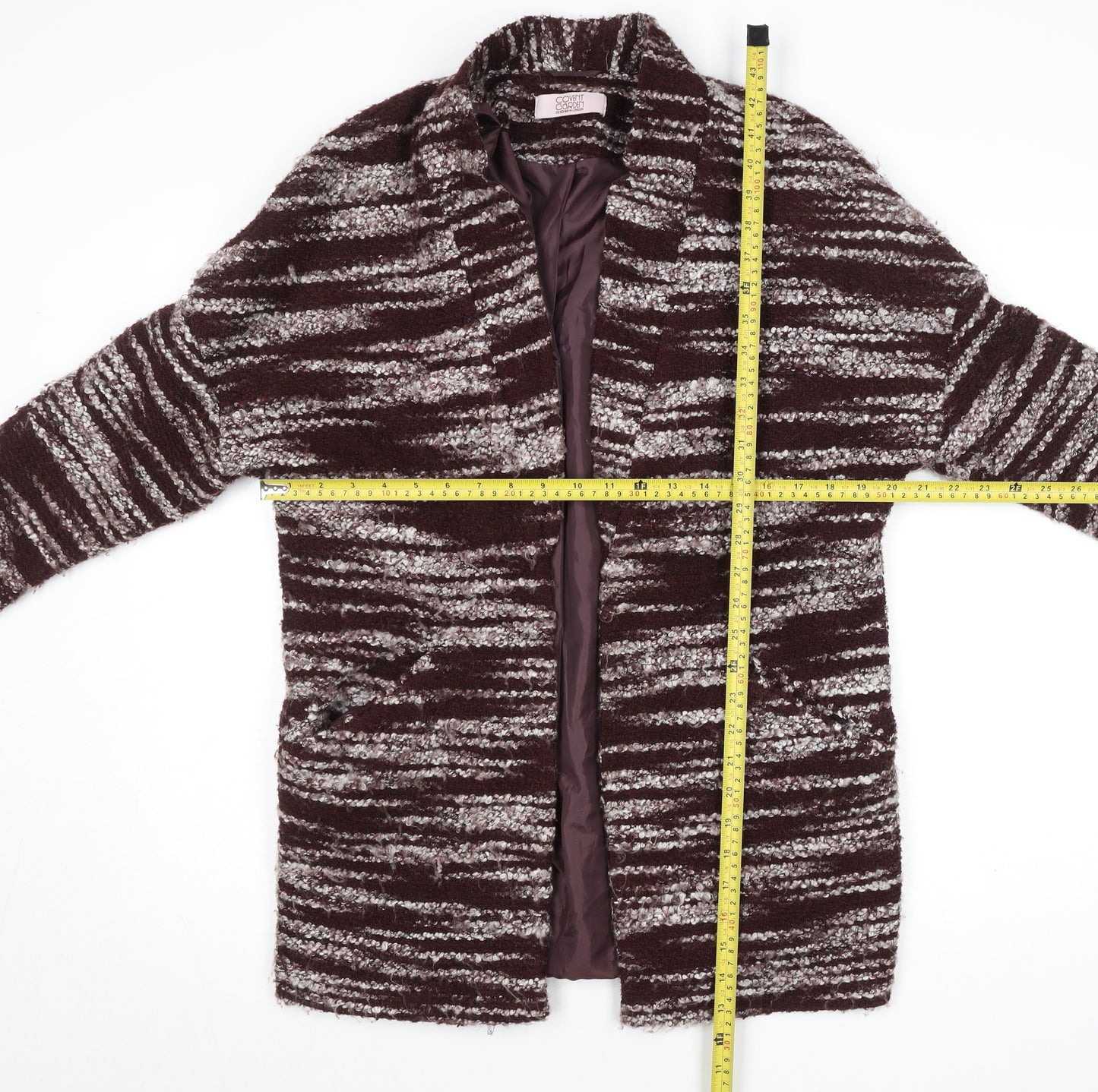 Covent Garden Women’s Brown Striped Knit Mid-Length Coatigan M