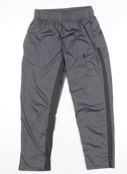 Nike Women’s Grey Dri-FIT Track Pants Small Elastic Waist Lightweight