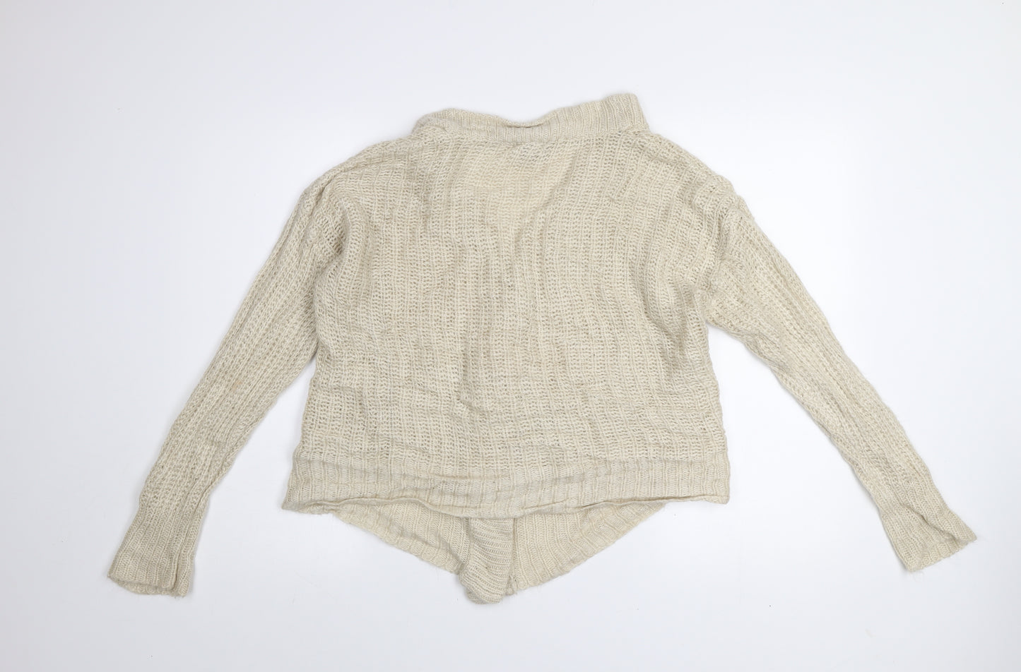 Boohoo Women’s Beige Chunky Knit V-Neck Cardigan Size S