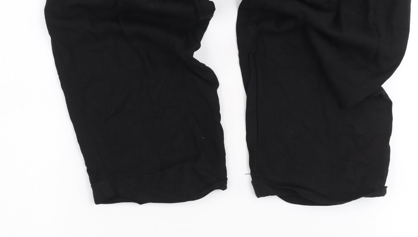 Zara Women Black Cropped Cotton Trousers Size M
