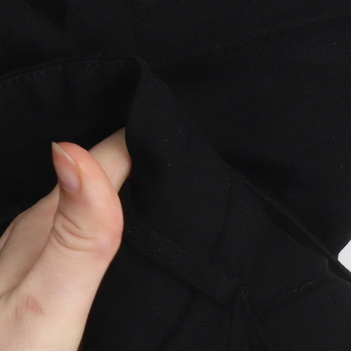 Zara Women Black Cropped Cotton Trousers Size M