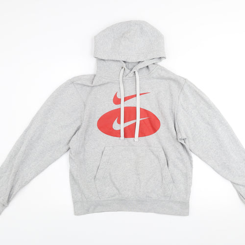 Nike Men’s Grey Pullover Hoodie Small Sports Fleece Sweatshirt