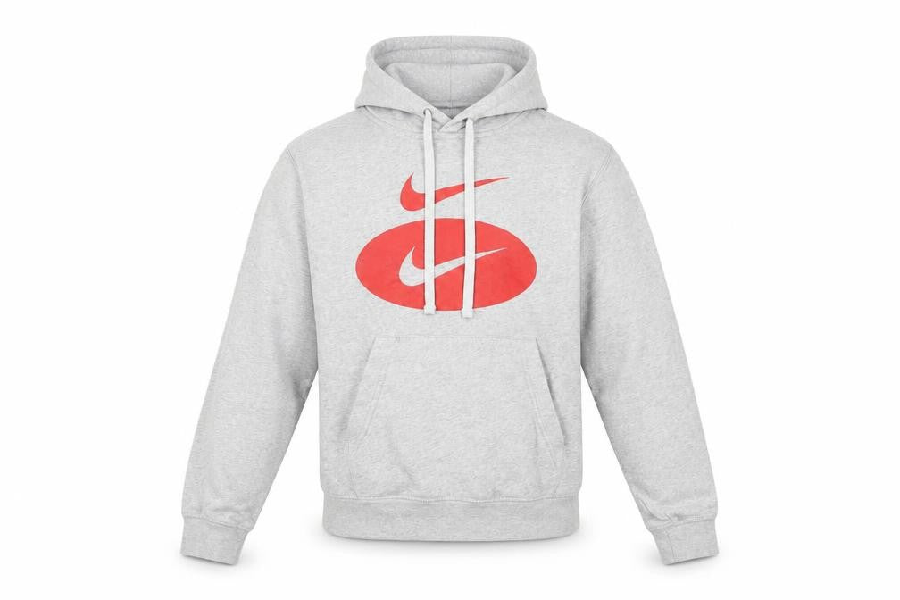 Front view of Nike Men’s Grey Pullover Hoodie Small Sports Fleece Sweatshirt