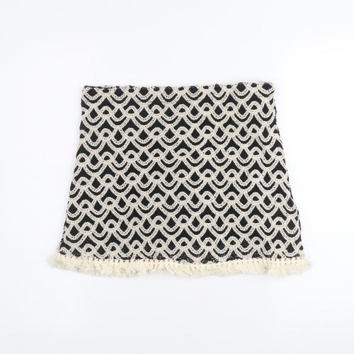Primark Women’s Black Lace Fringe Short Pencil Skirt Size S