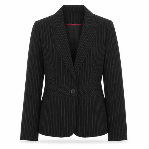 New Look Women Black Pinstripe Blazer UK 12 Regular Fit Single Button