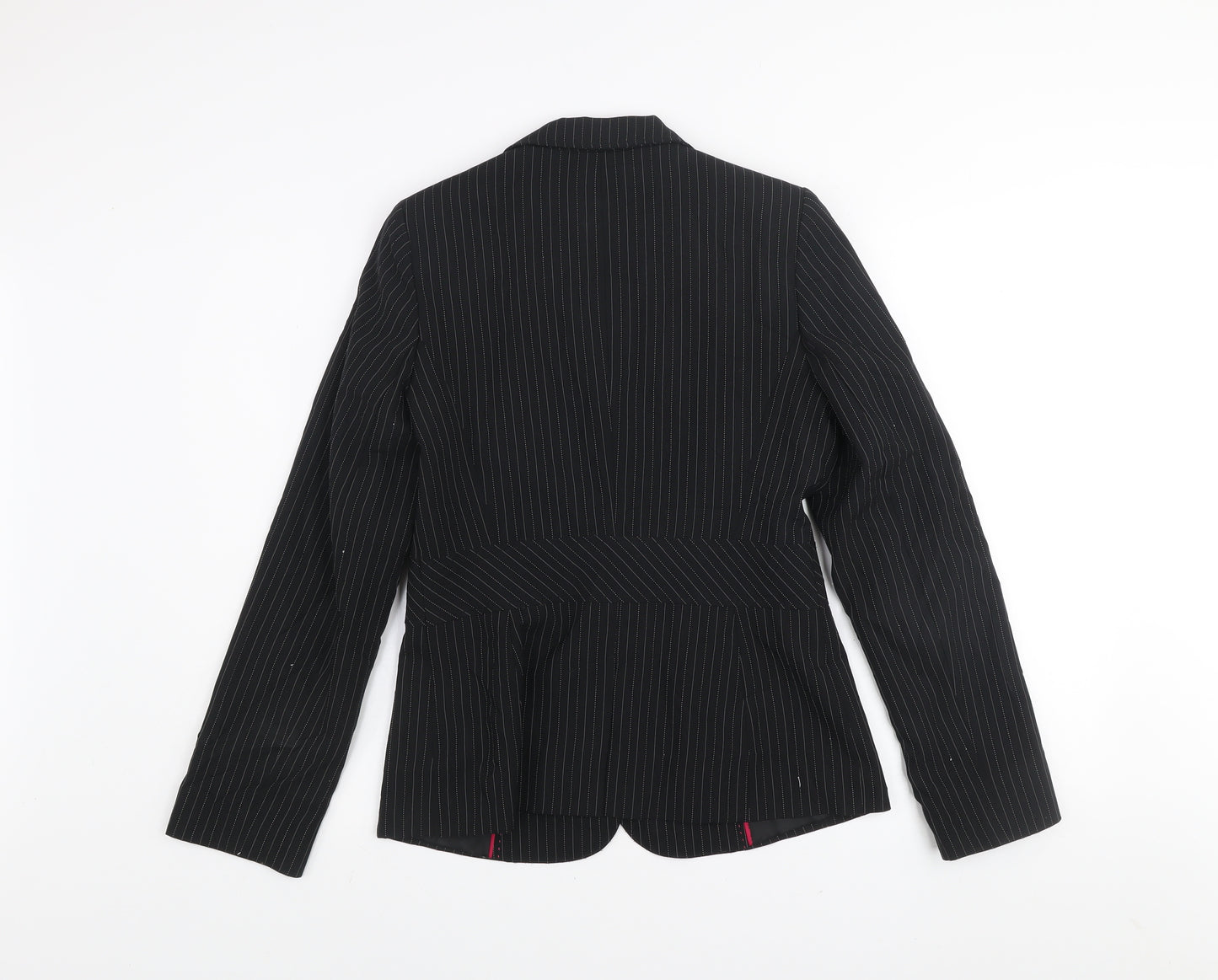 New Look Women Black Pinstripe Blazer UK 12 Regular Fit Single Button