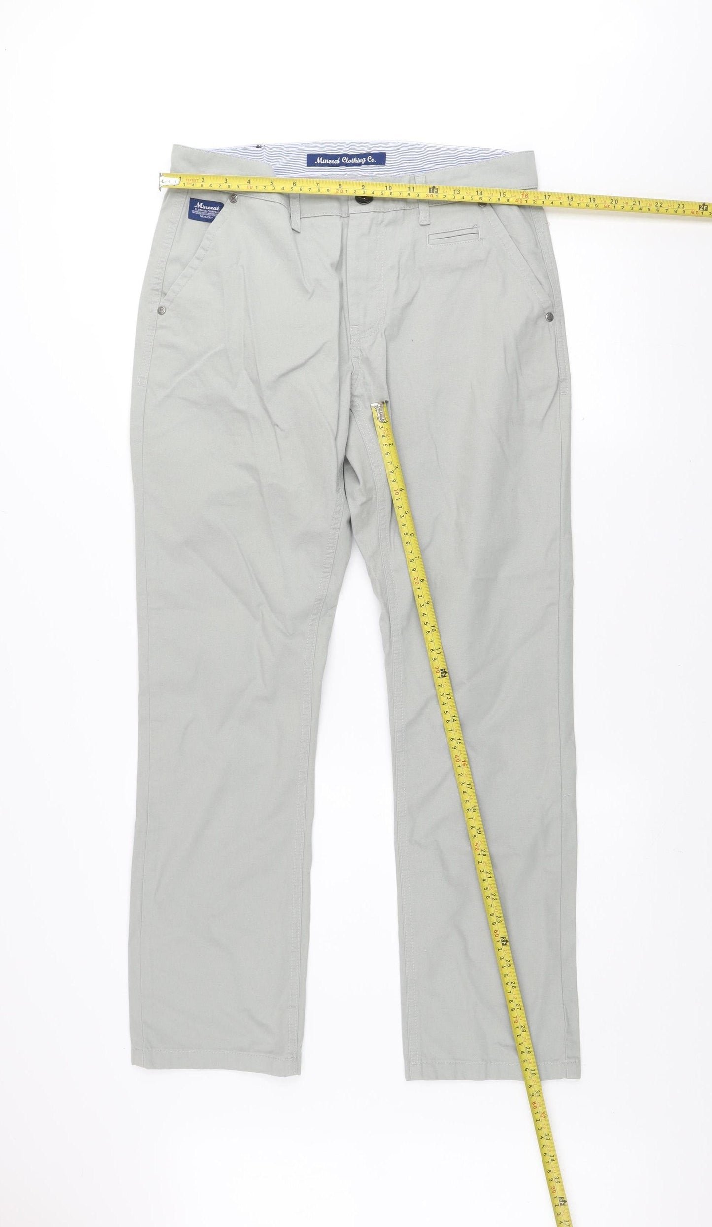 Mineral Clothing Co. Men's Grey Chino Trousers Size 32 Regular Cotton