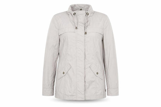 Front view of Dash Women’s Beige Casual Mid-Length Jacket, size UK 14