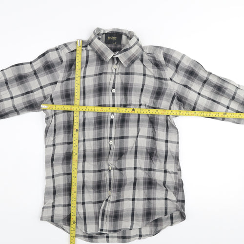 6th Sense Men's Grey Checked Cotton Long Sleeve Button-Up Shirt M