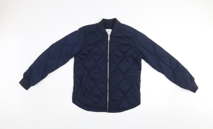 Old Navy Men's Blue Quilted Bomber Jacket XS Polyester Lightweight