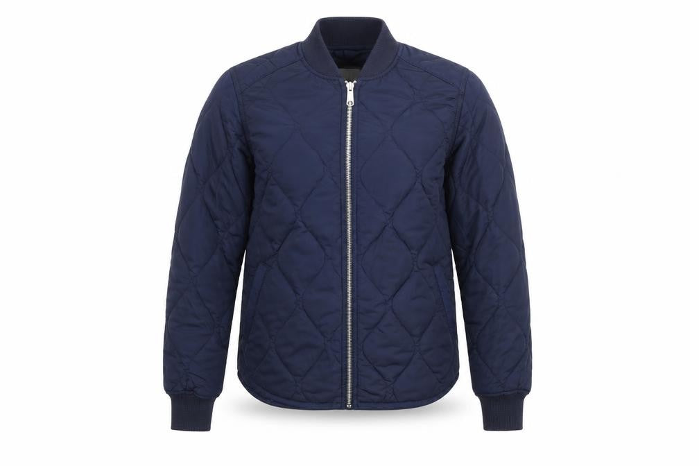 Front view of Old Navy Men's Blue Quilted Bomber Jacket XS Polyester Lightweight