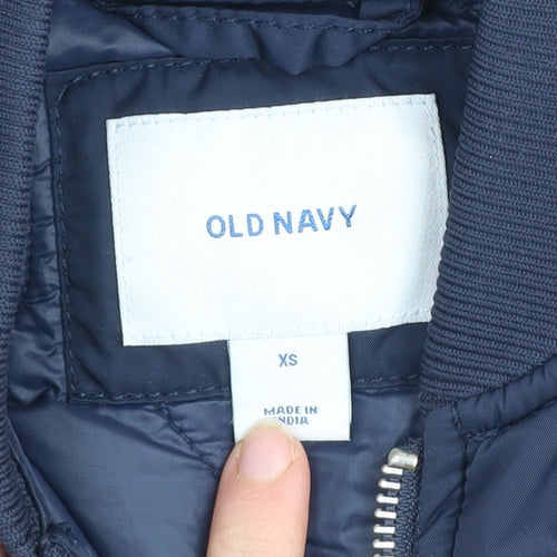 Old Navy Men's Blue Quilted Bomber Jacket XS Polyester Lightweight