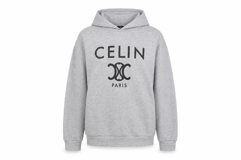 Front view of Pretty Body Women Grey Pullover Hoodie S/M Polyester Blend