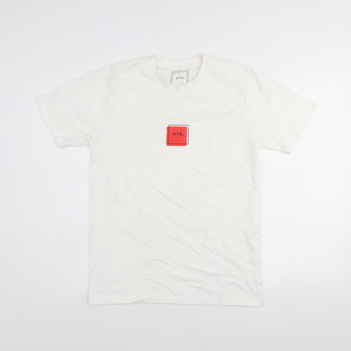 DTA Men’s White Crew Neck Short Sleeve Graphic T-Shirt S