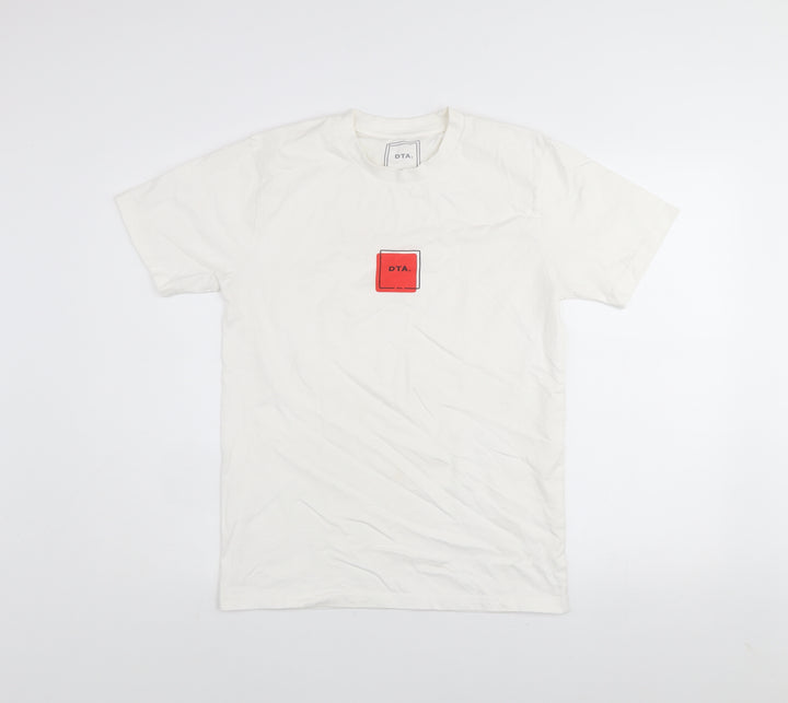 DTA Men’s White Crew Neck Short Sleeve Graphic T-Shirt S