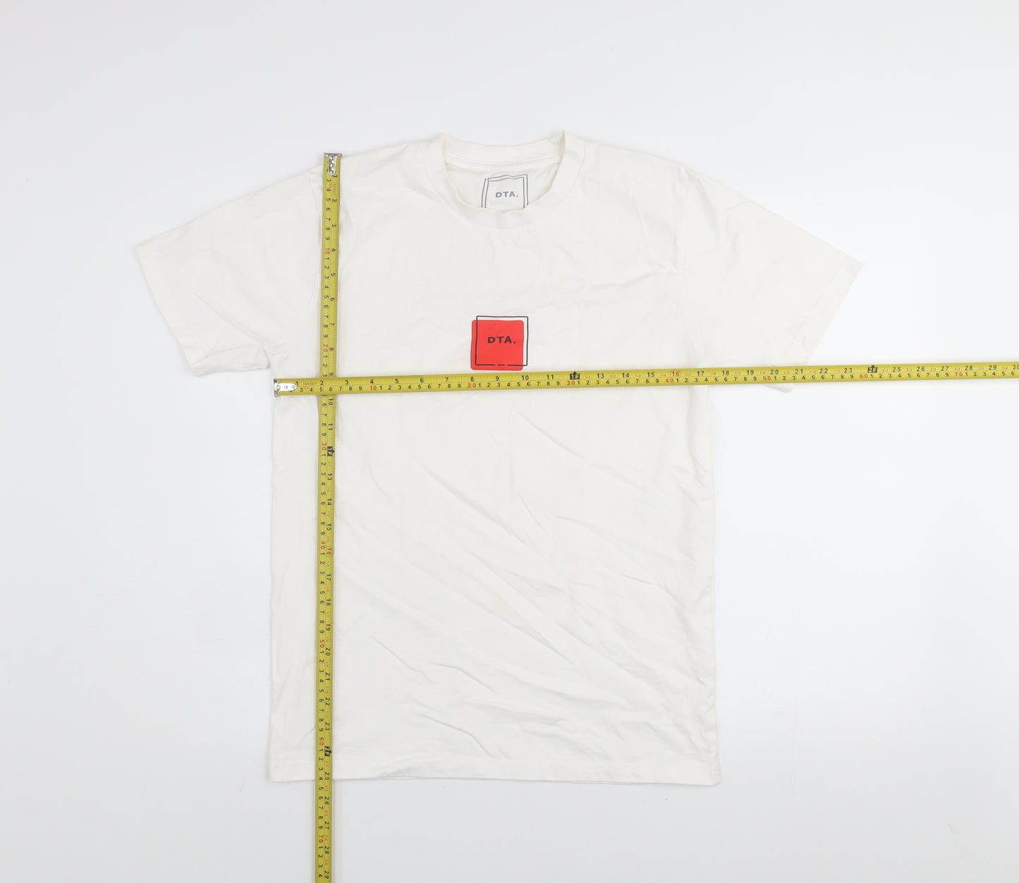DTA Men’s White Crew Neck Short Sleeve Graphic T-Shirt S
