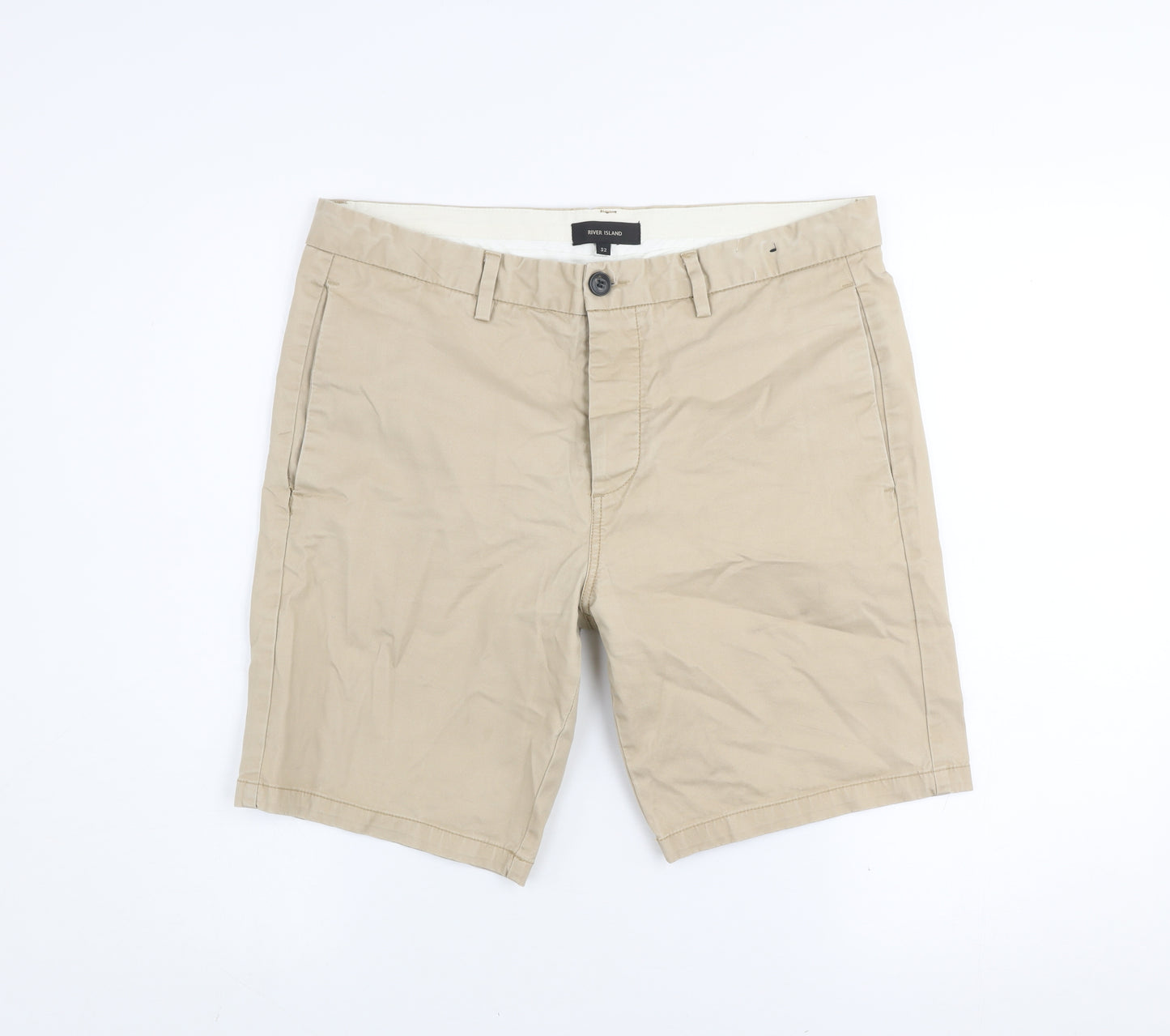 River Island Men's Beige Chino Shorts Size 32 Regular Fit