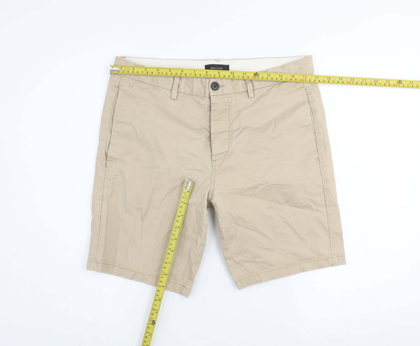 River Island Men's Beige Chino Shorts Size 32 Regular Fit