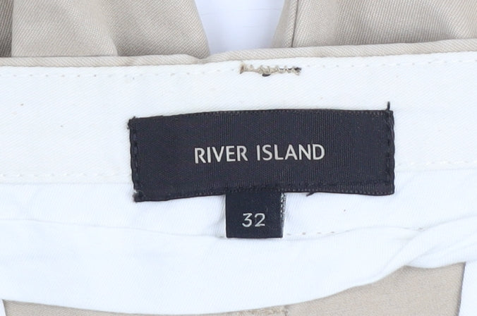 River Island Men's Beige Chino Shorts Size 32 Regular Fit