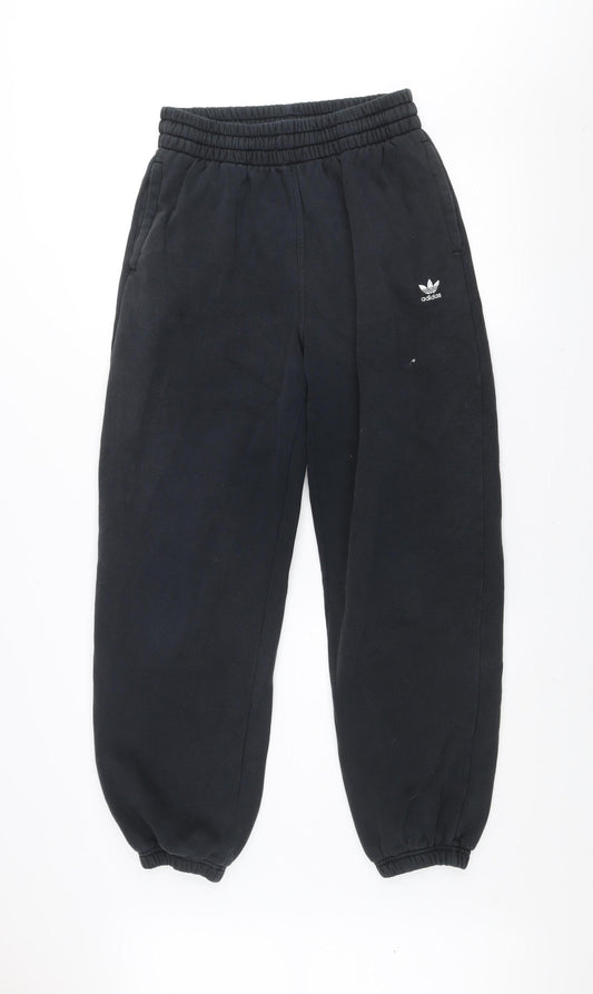 adidas Womens Black Jogger Sweatpants Size 12 Cotton Blend