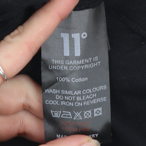 11 Degrees Womens Black Cropped T-Shirt Size 6 Cotton Casual Top