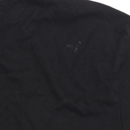 11 Degrees Womens Black Cropped T-Shirt Size 6 Cotton Casual Top