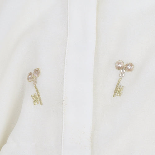 Marks and Spencer Limited Edition Women Ivory Key Embellished Long Sleeve Blouse Size 16