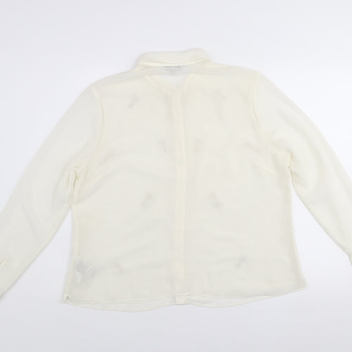 Marks and Spencer Limited Edition Women Ivory Key Embellished Long Sleeve Blouse Size 16