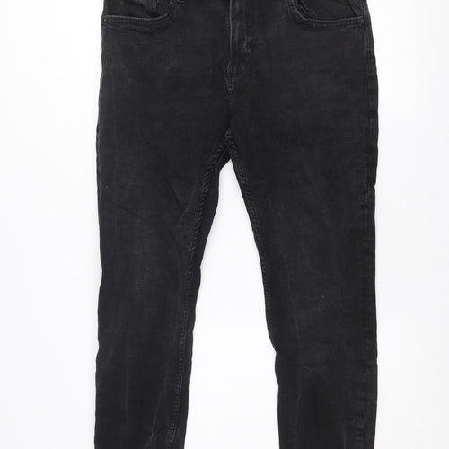 Bershka Men's Black Slim Straight Denim Jeans Size 36
