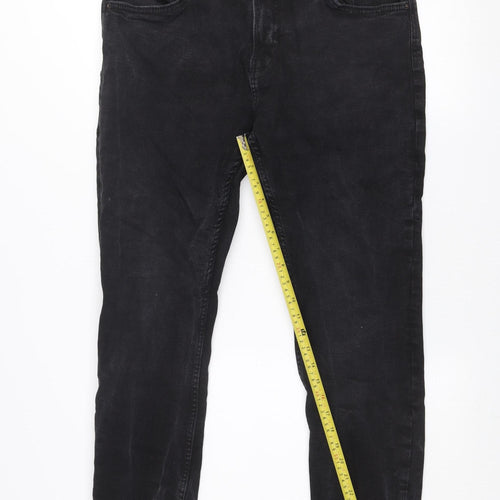 Bershka Men's Black Slim Straight Denim Jeans Size 36