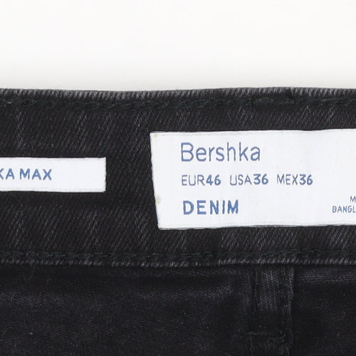 Bershka Men's Black Slim Straight Denim Jeans Size 36