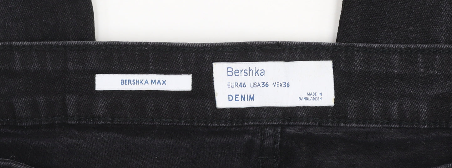 Bershka Men's Black Slim Straight Denim Jeans Size 36