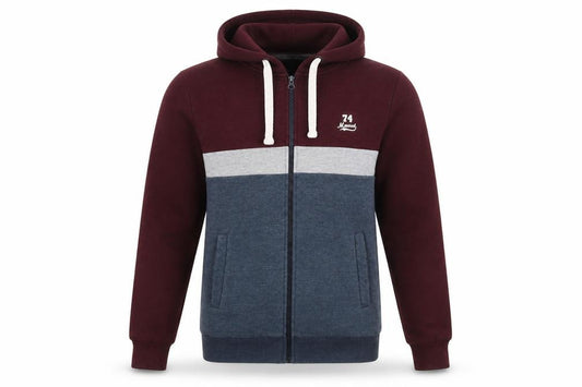 Front view of Mineral 74 Men’s Multicoloured Zip Hoodie Jacket, size S, Cotton Blend