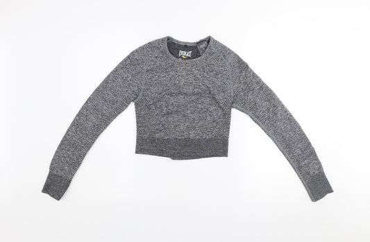 Everlast Womens Grey Cropped Long Sleeve Gym Top Size 10