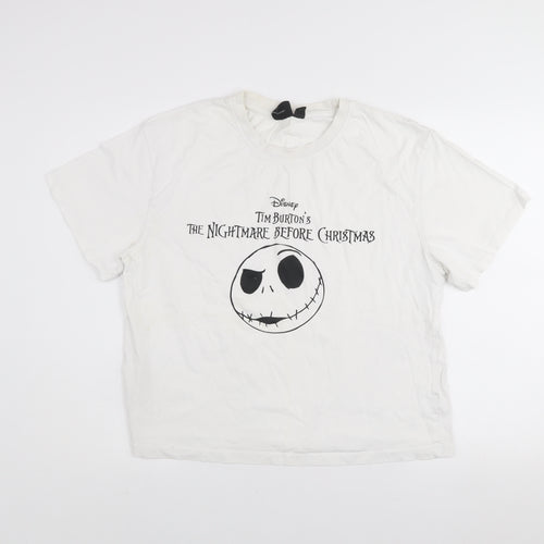 Disney Women’s White Jack Skellington T-Shirt M Gothic Halloween