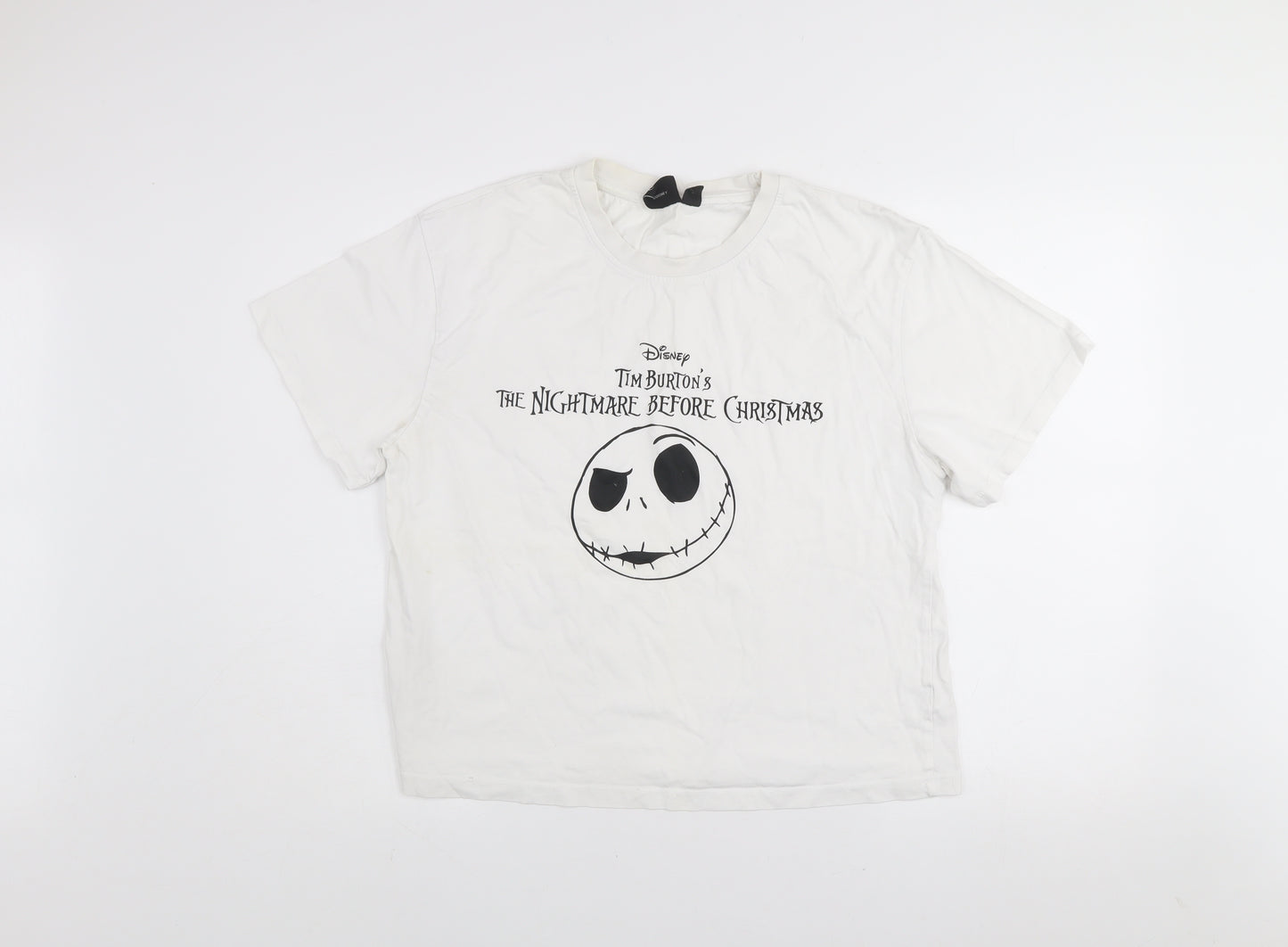 Disney Women’s White Jack Skellington T-Shirt M Gothic Halloween