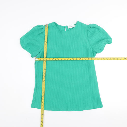 Gallery Women's Green Puff Sleeve Crew Neck Blouse UK 8