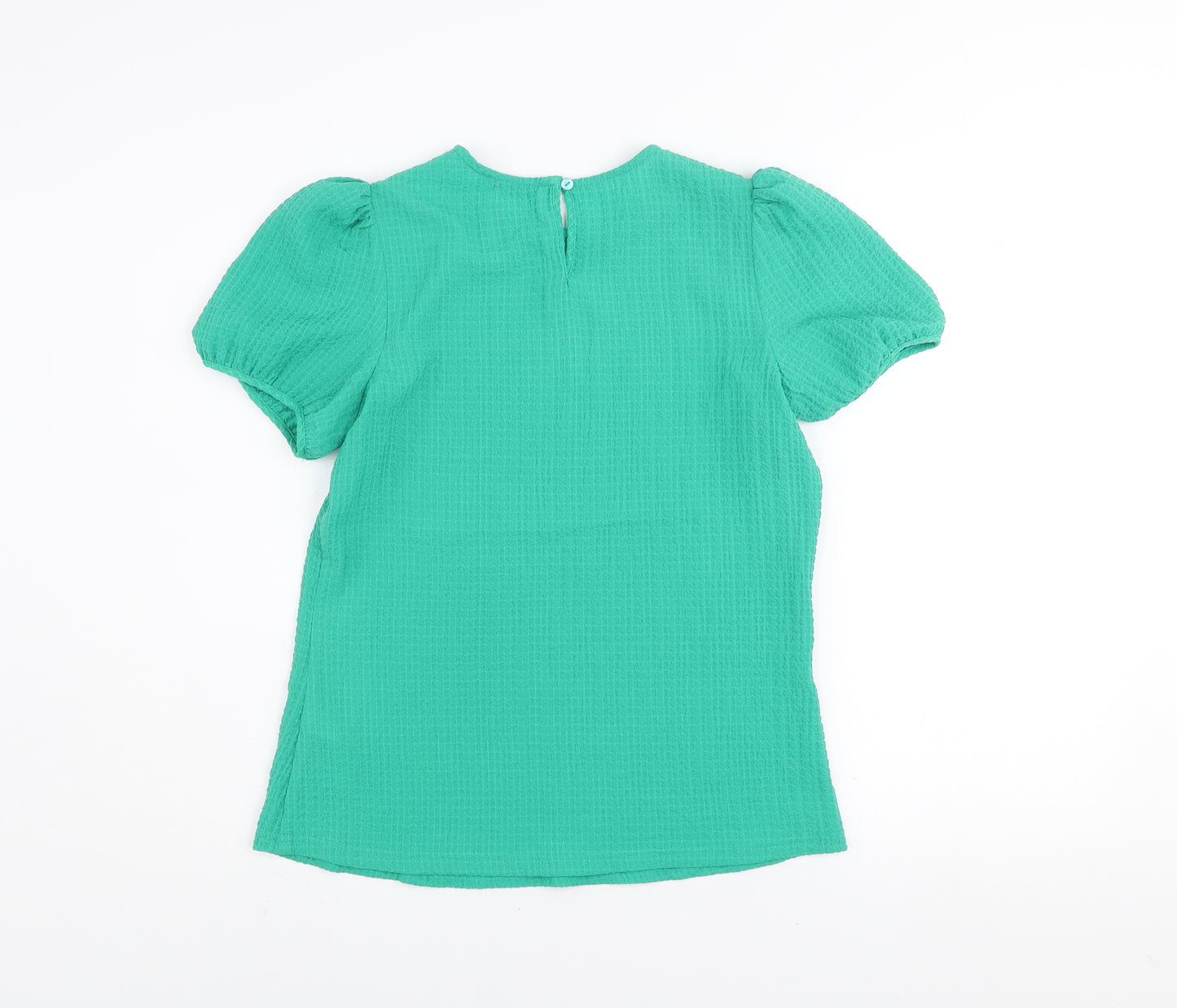 Gallery Women's Green Puff Sleeve Crew Neck Blouse UK 8
