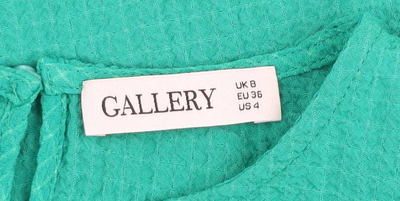 Gallery Women's Green Puff Sleeve Crew Neck Blouse UK 8