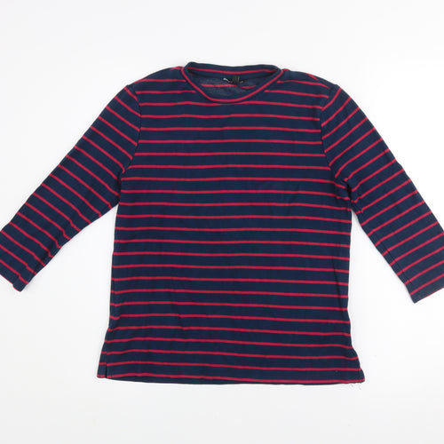 Warehouse Women's Blue Striped 3/4 Sleeve Crew Neck Jersey Top Size 12