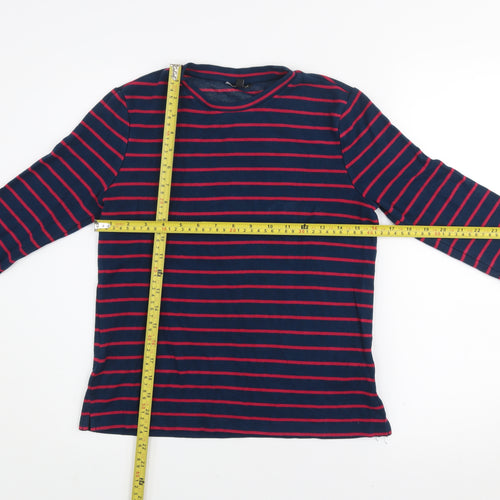 Warehouse Women's Blue Striped 3/4 Sleeve Crew Neck Jersey Top Size 12