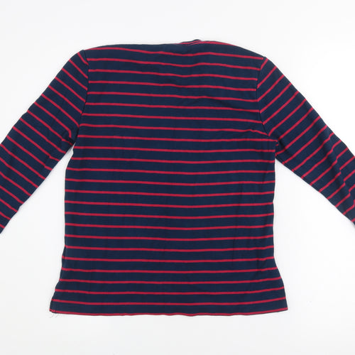 Warehouse Women's Blue Striped 3/4 Sleeve Crew Neck Jersey Top Size 12