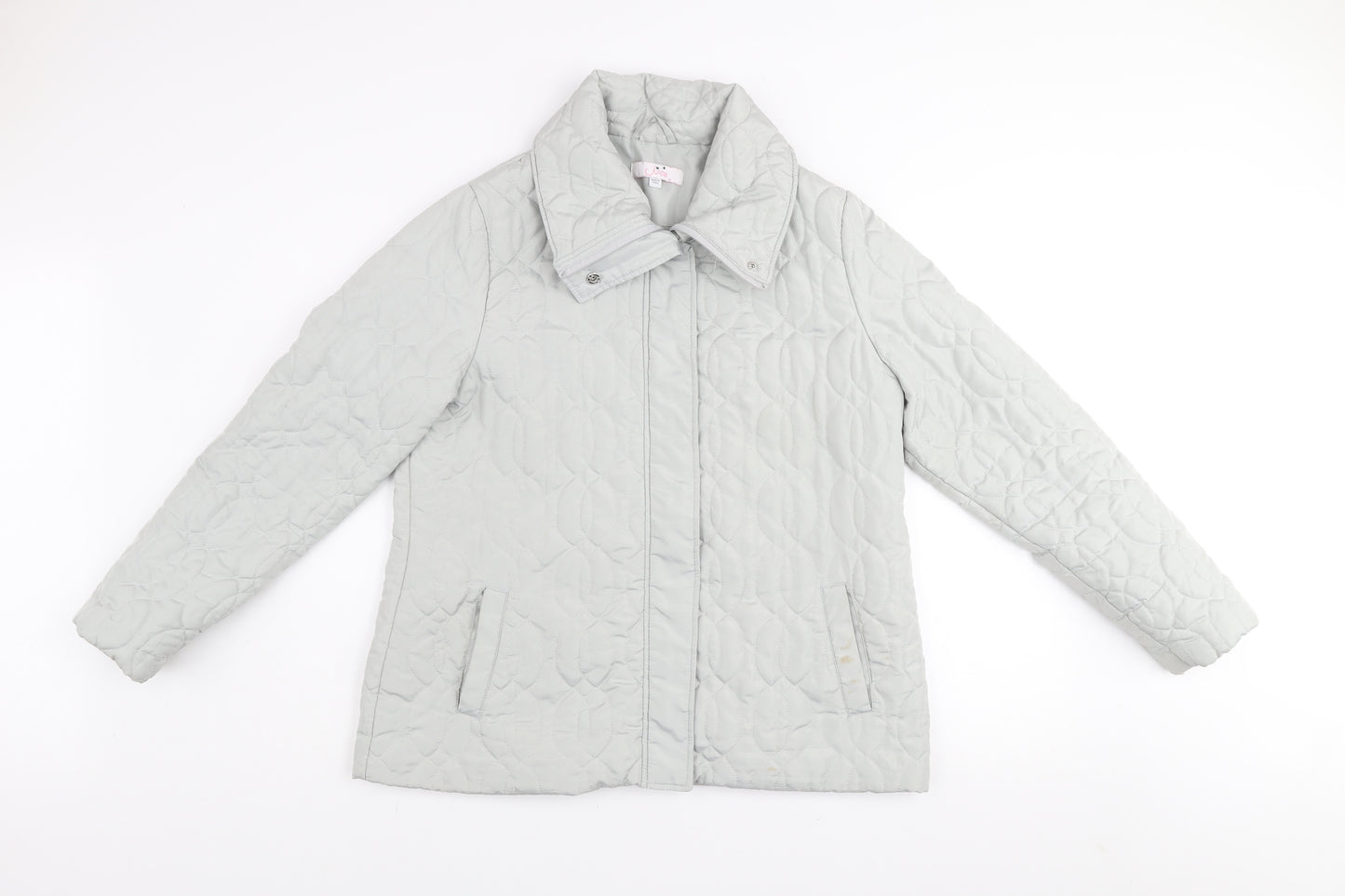 Julipa Womens Grey Quilted Mid-Length Jacket Size 12