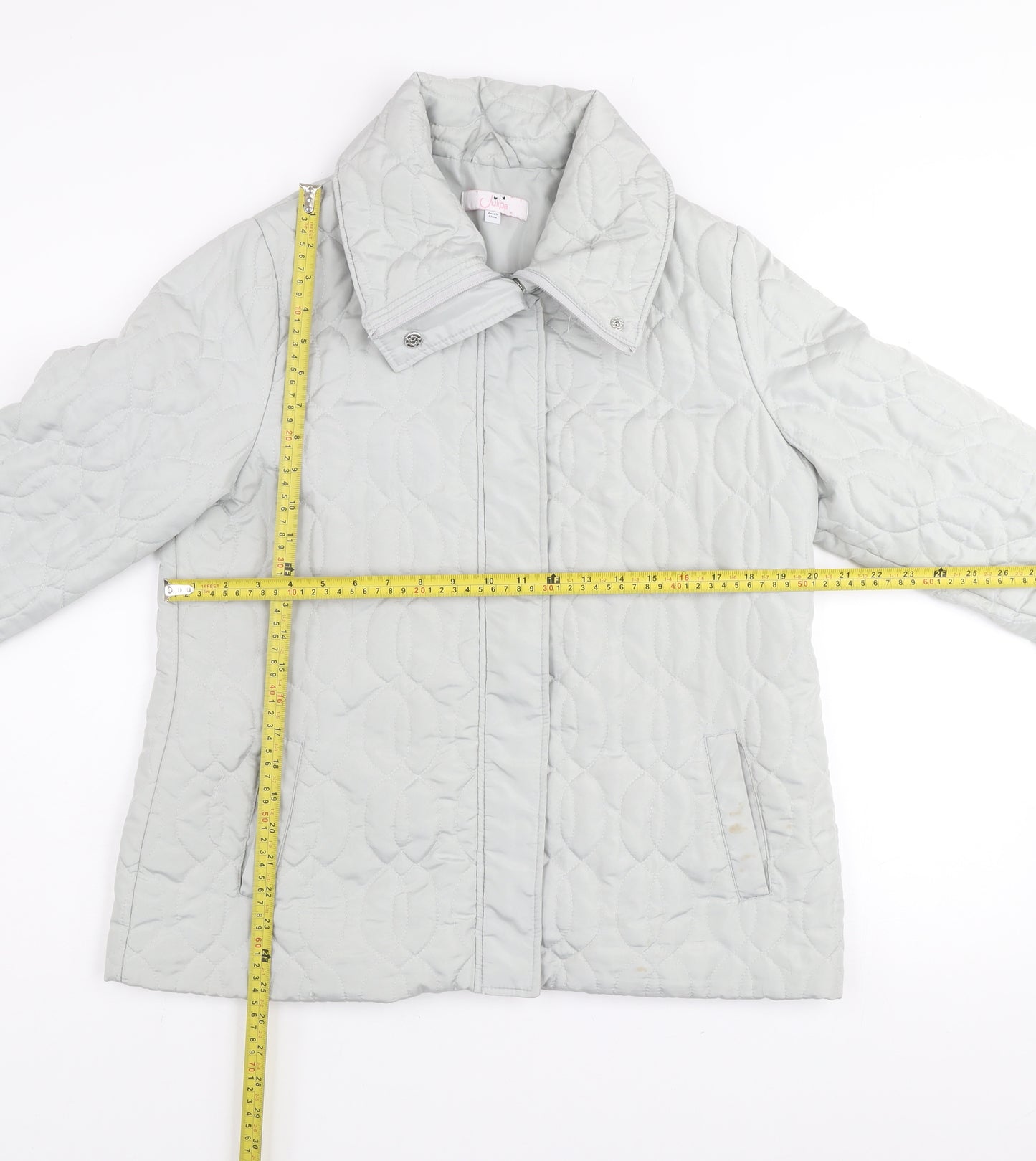 Julipa Womens Grey Quilted Mid-Length Jacket Size 12